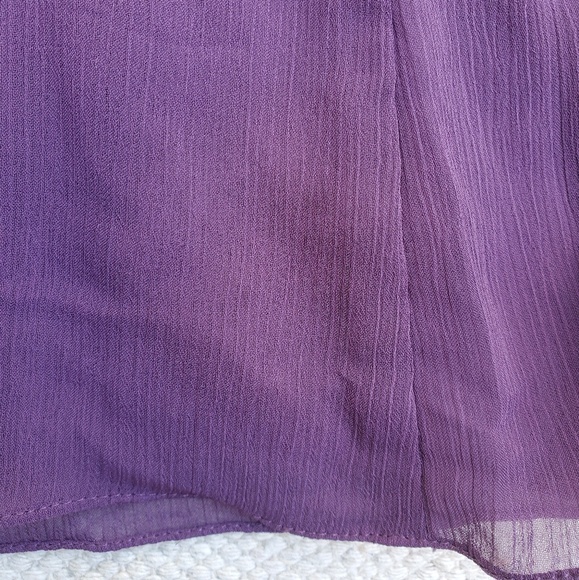 Short Purple Crinkle Chiffon Dress Front Cascade - Picture 8 of 9